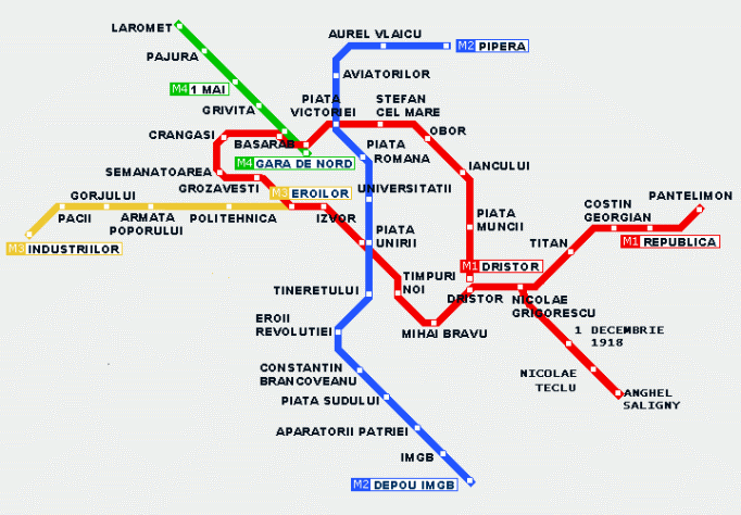 Carte du Metro du centre de Bucarest